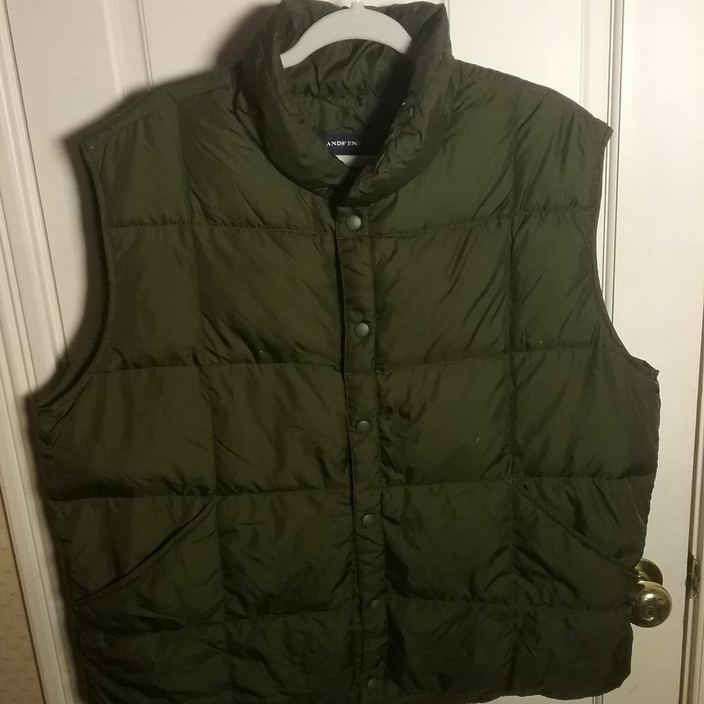 Lands End Green Down Vest